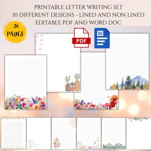 AFDRUKBARE BRIEF SCHRIJVEN set briefpapier bundel digitale bloemen boho natuur brief schrijfset papier bekleed ongevoerd notities papier brief schrijven