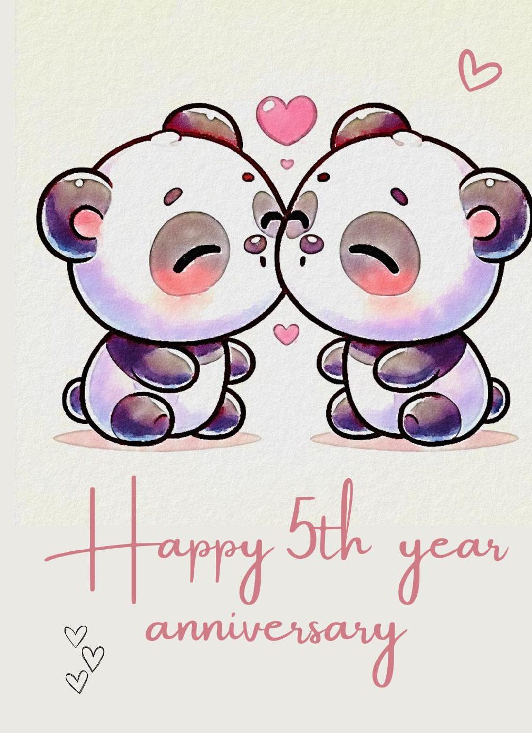 Printable Happy 5th Wedding Anniversary Panda Card - Etsy