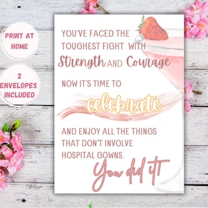 Thinking of you chemotherapy cancer card get well soon support printable surgery operation  illness motivational cocktail remission rehab