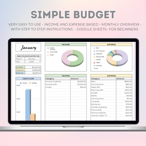 Simple Budget Planner: Monthly Google Sheets Tracker (Digital Download)