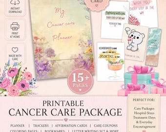 Chemo Care Package Printable Kit: Cancer Journal, Chemo diary, Encouragement Cards, Trackers (Digital Download)