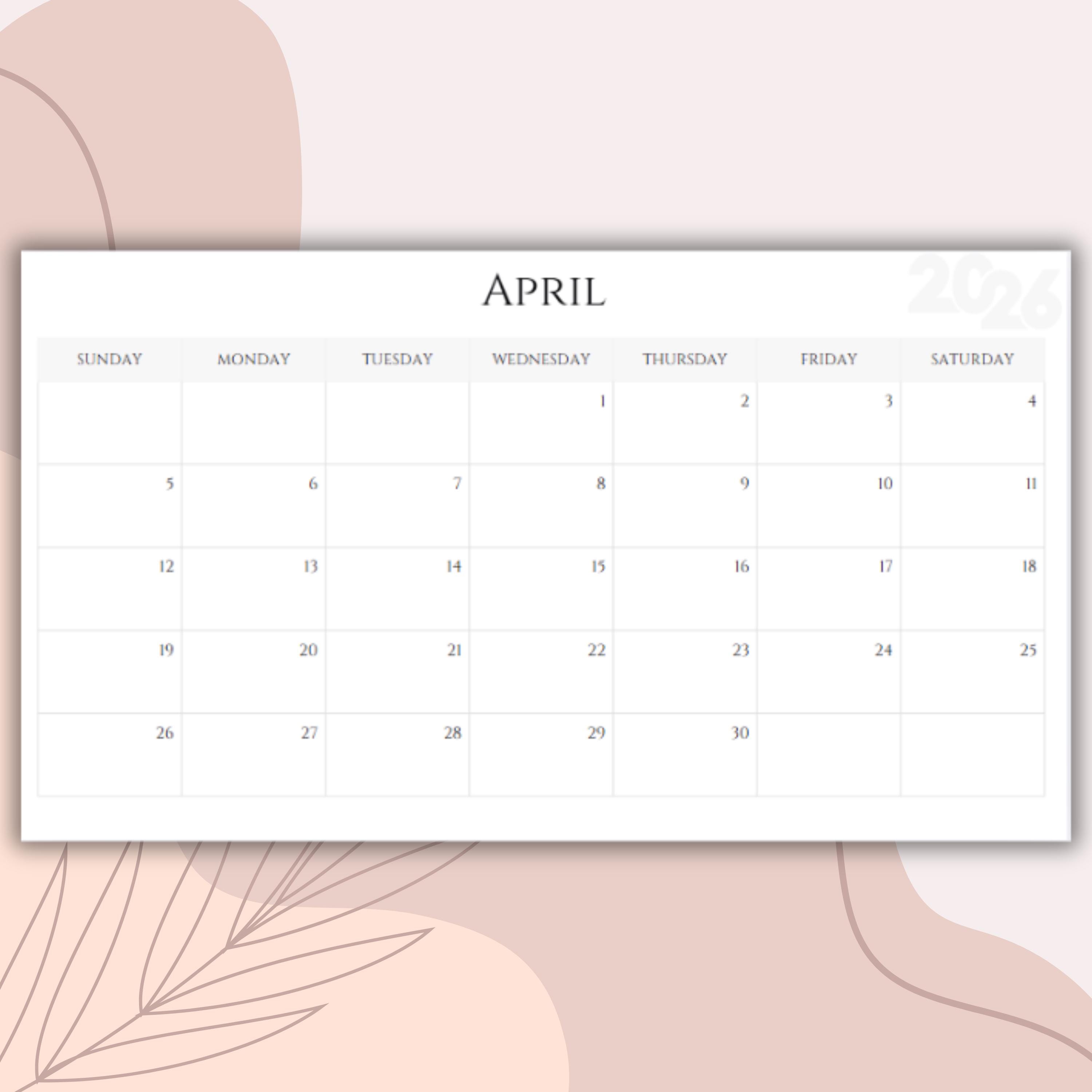 Digital Monthly Calendar