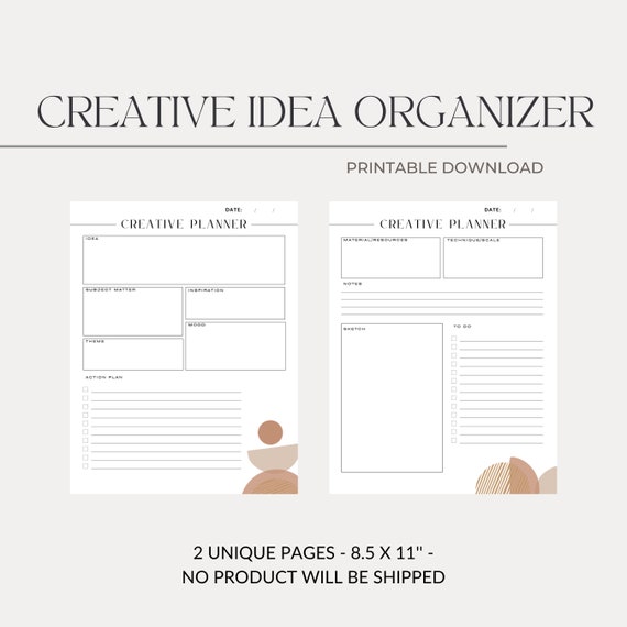 Creative Printable Planner Artist Planner Productivity Etsy UK