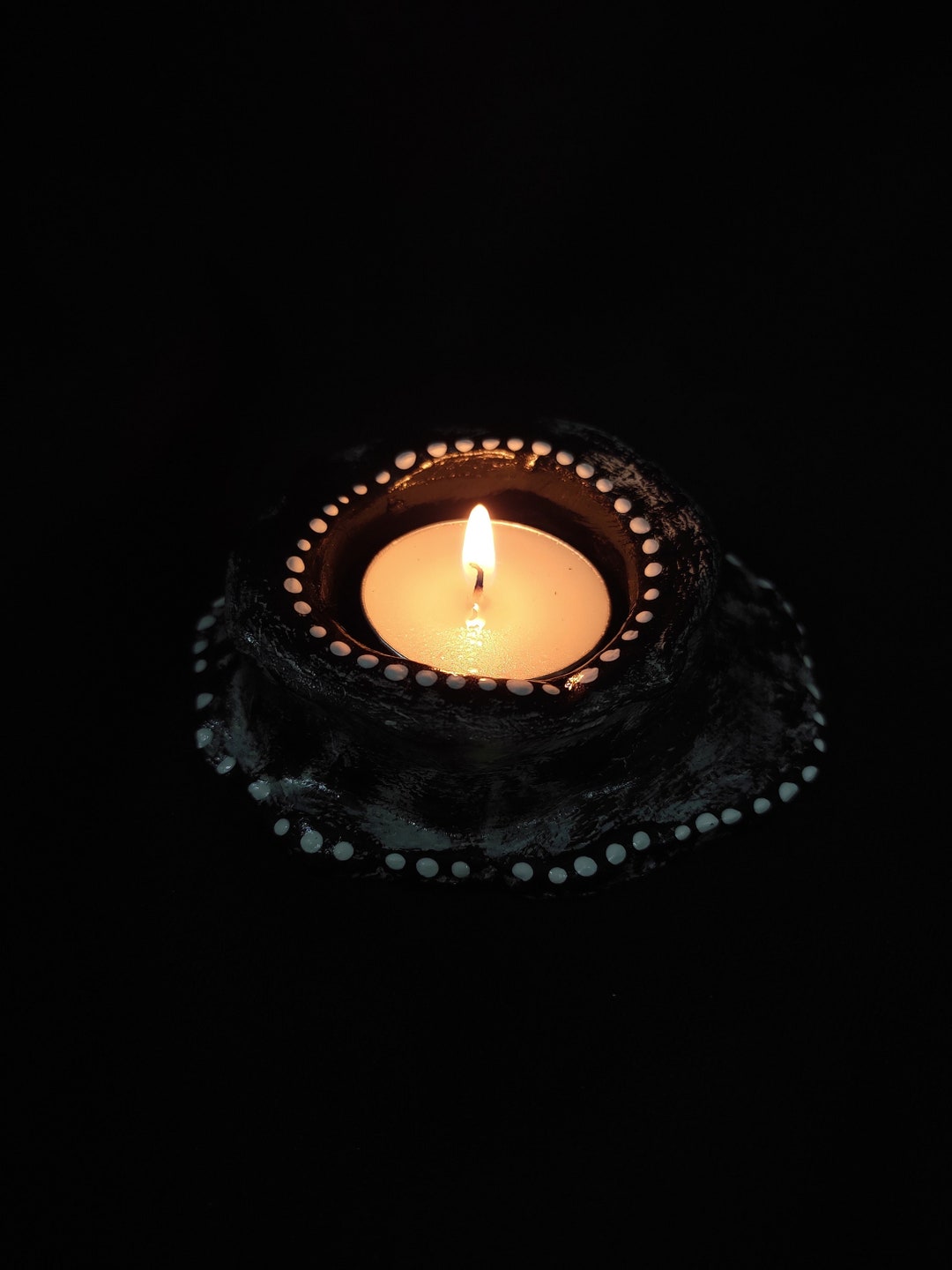 Buy Decorative Tealight Candle Holder, Handmade Ceramic, Black