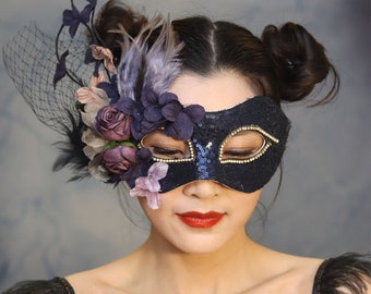 Masque de branche violette, masque de fête d’Halloween, masque de fête mascarade, masque de chanteur, masque adulte, mascarade, masque mystère, masque de mascarade