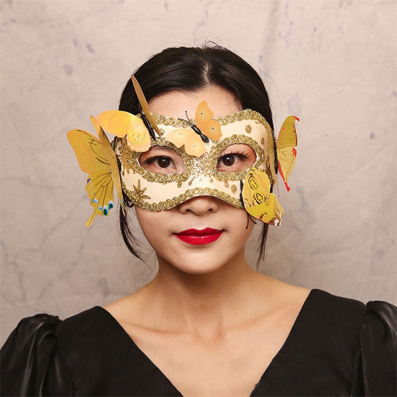 Venice Yellow Butterfly Mask Tree Branch Carnival Masquerade - Etsy UK