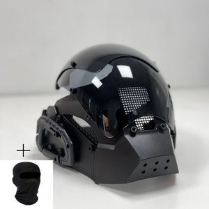 Black Cyberpunk Warrior Mask,Rave Ninja Cyberpunk Space Cosplay Party Festival Mask Helmet,Ninja Mechanical Mask, Skull Mask