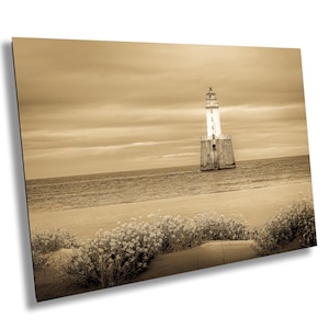 Sepia Rattray Head Lighthouse Art - Aberdeenshire, Scotland. Scottish Coastal Print, North Sea Wall Decor, Stevenson Lighthouse Photography