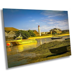 Montrose Harbour and North River Esk, Angus Scotland view, channel beacons, leisure craft, North Sea Oil Vessels, Coastal Landscape Print