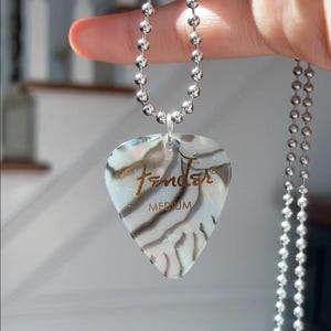 zebra pearl guitar pick necklace