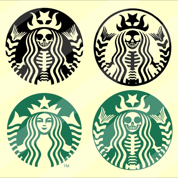 Starbucks Skeleton Svg, Halloween, Mermaid, Siren, Witch, PNG,JPG,PDF