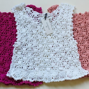 Crochet crop top handmade with frill delicate unique design Anni & Amie