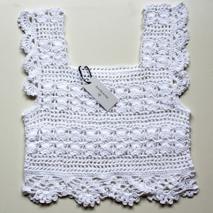 White crochet top ruffle sleeves unique