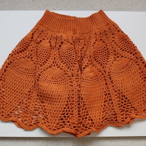 Handmade orange crochet skirt beach carefree boho style Anni & Amie unique item