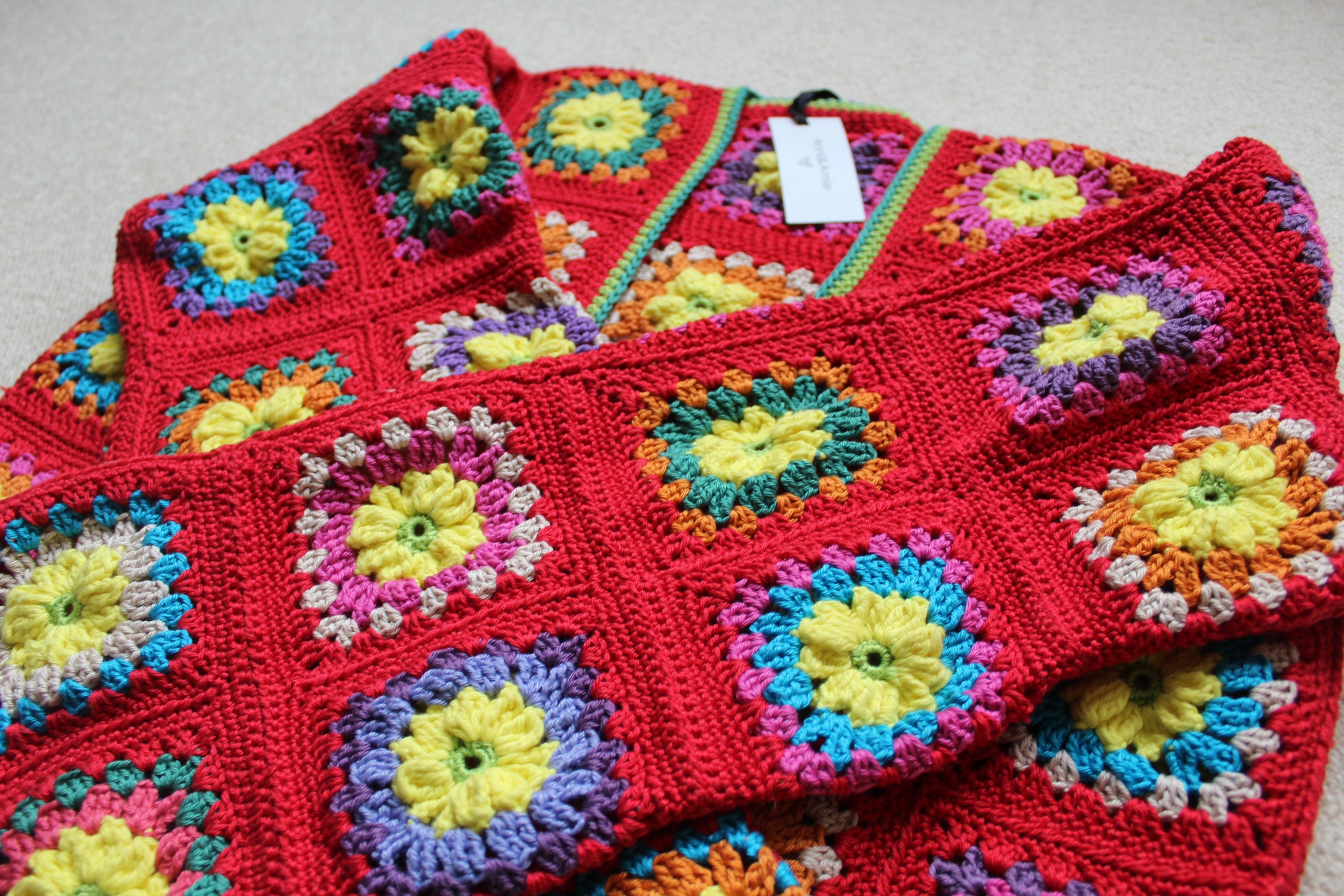 Granny Square Patchwork Jacket, Patchwork Cardigan, Knit Crochet