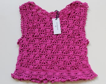 Crochet crop top handmade with frill delicate unique design Anni & Amie