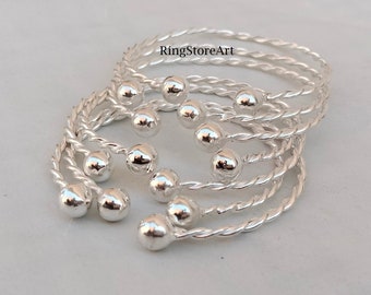 925 Sterling Silver ,7 band bangle,Torque Cuff Bangle Bracelet 3 mm or 5 mm Thickness,Hand Crafted - Sterling Silver item, new top item,