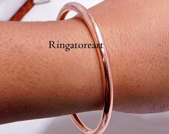 Thick copper bangle, Pure Copper stacking bangle, Handmade copper jewelry, Round copper bangle, Copper wedding gift