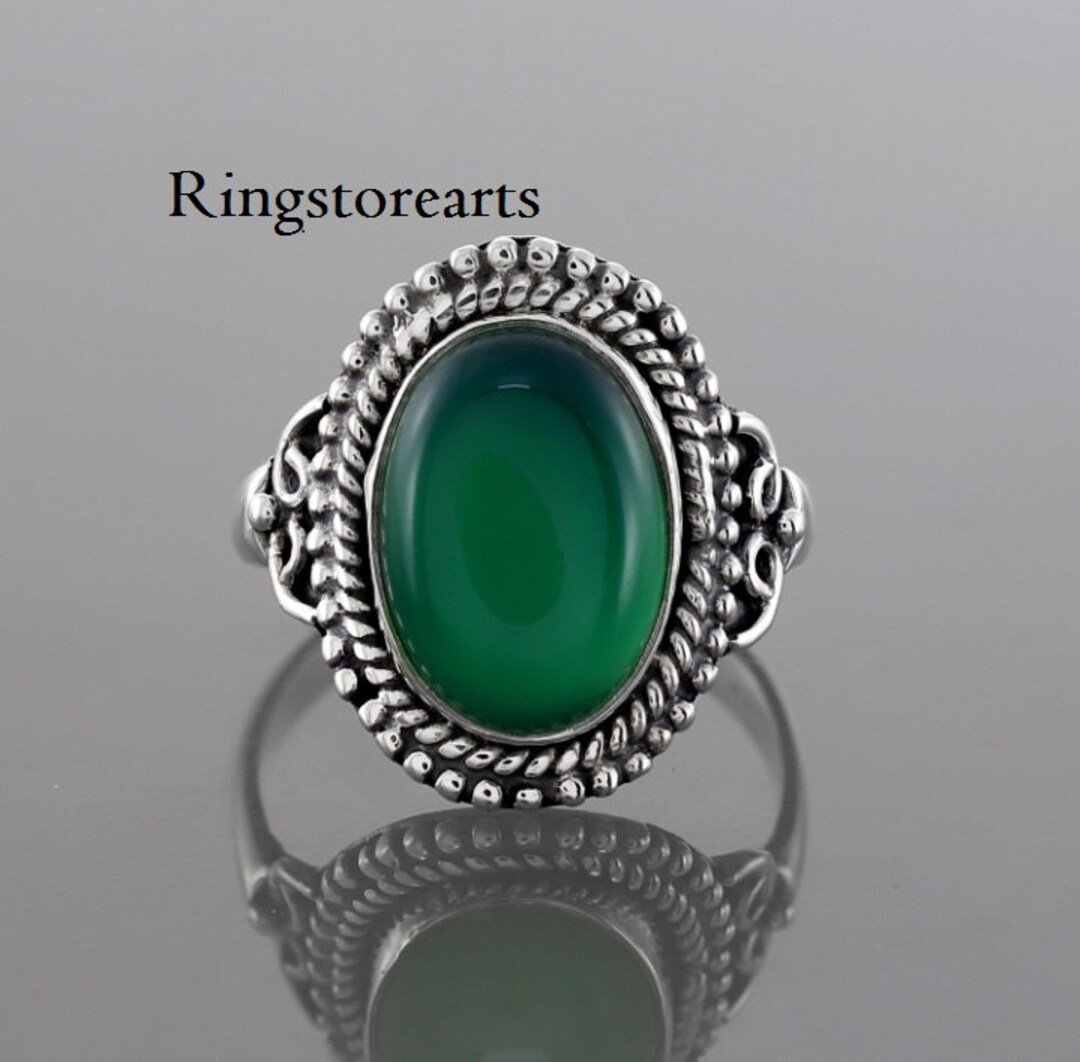 Green Onyx 925 Silver Plated Handmade Jewelry Ring US Size 10.25 R-19487