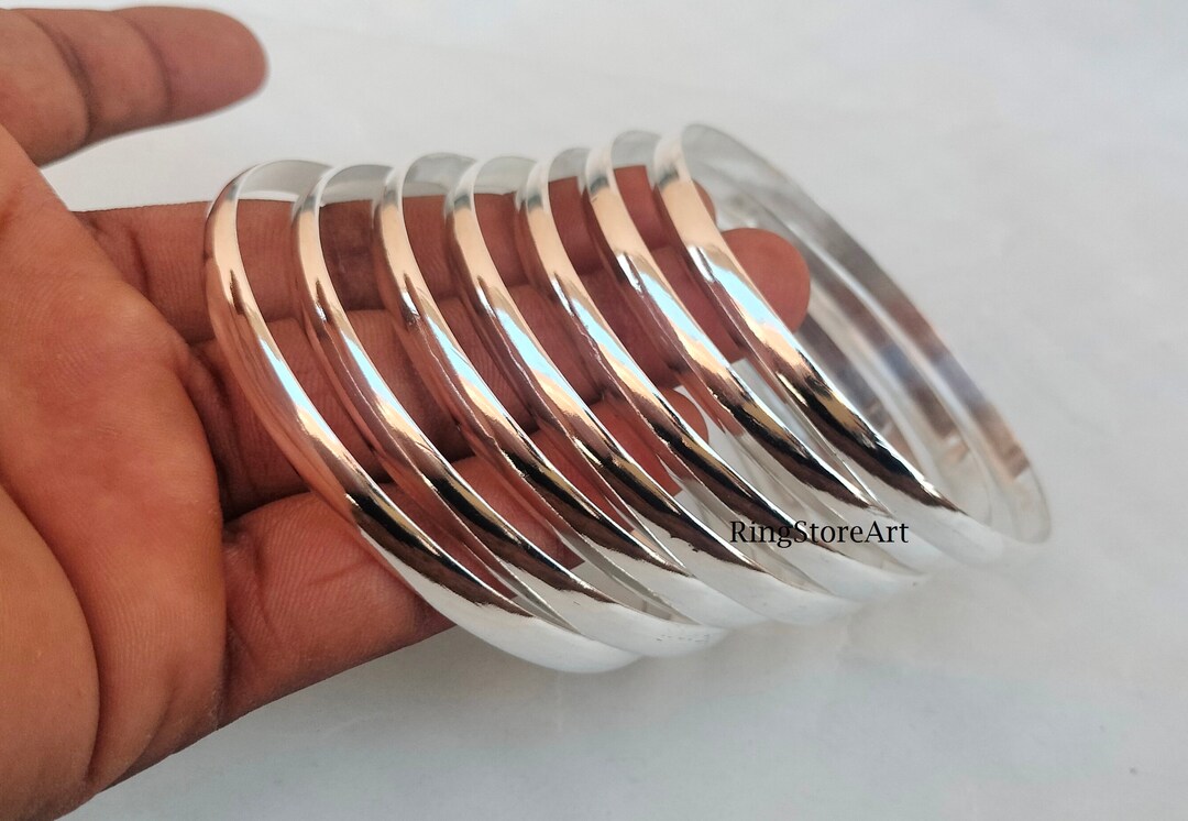 Stacking Bangles Handmade Sterling Silver Stacking Bangles, Boho Jewelry Set of 7 - Etsy