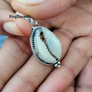 new Cowrie Shell Pendant, Shell Pendant, Cowrie Pendant, Natural Cowrie Shell, Handmade Pendant, 925 Sterling Silver Pendant, Silver Pendant