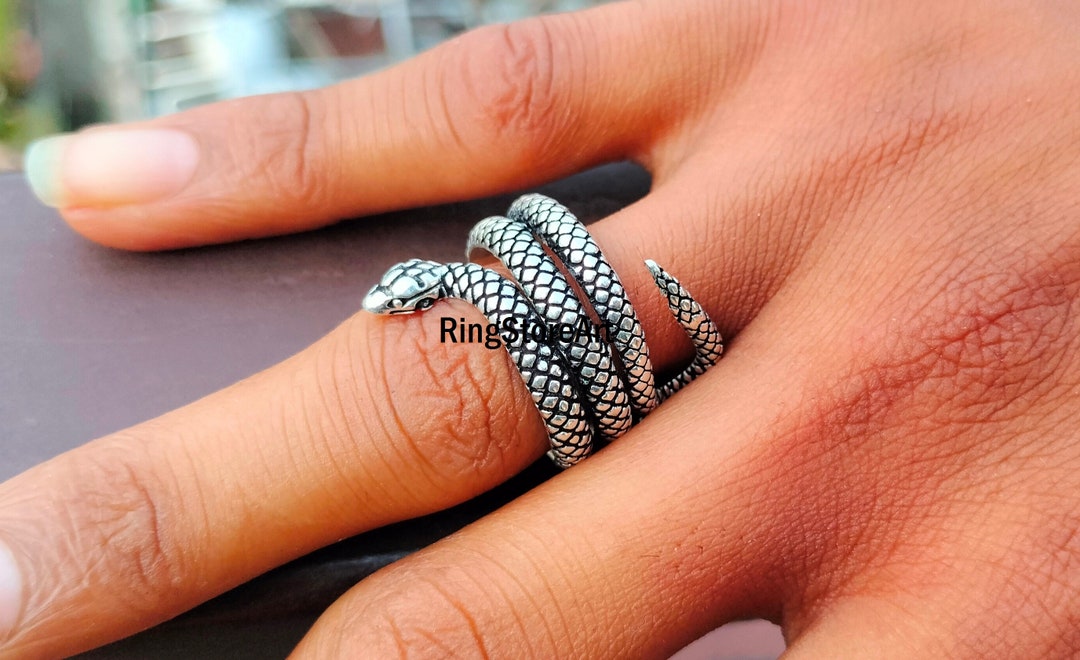 New Vintage Silver Snakes Ring, Adjustable Snake Ring, Open Snake Ring