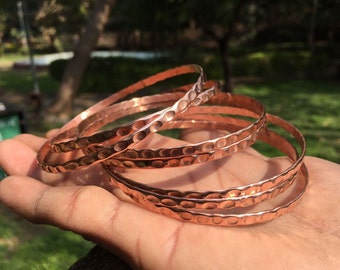 Pure Copper Bangle Set Of Solid Copper Bangle,set of 7 PCs, Hammered Bangle, pure Handmade copper Jewelry, Bangles For Women,new top bangle