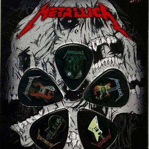 Plectres Metallica Officiels - Lot De 5 - Épaisseur 1mm - Designs Assortis - Pour Guitare Et Basse