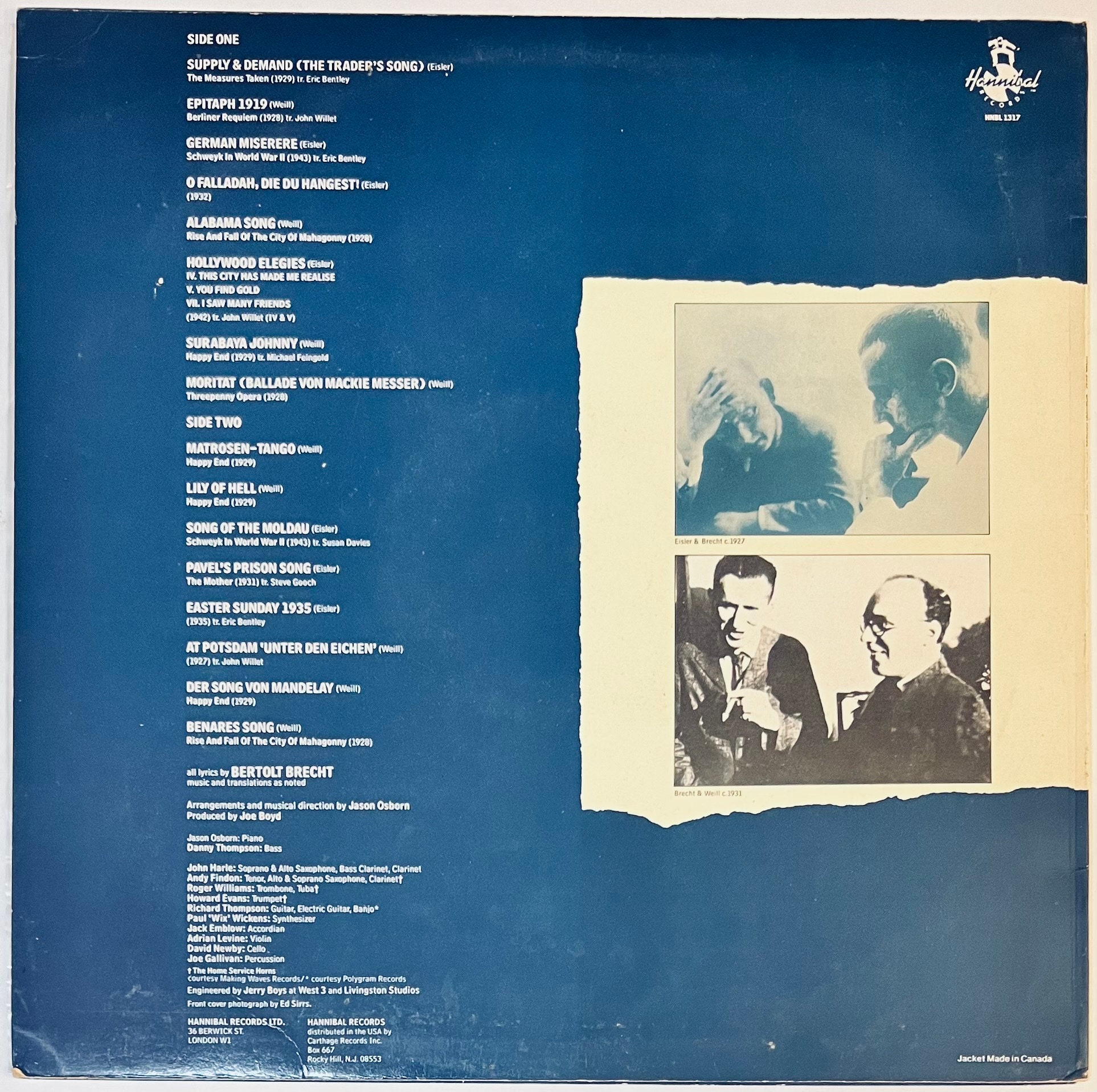 Dagmar Krause- Supply & Demand Songs by Brecht/weill and Eisler