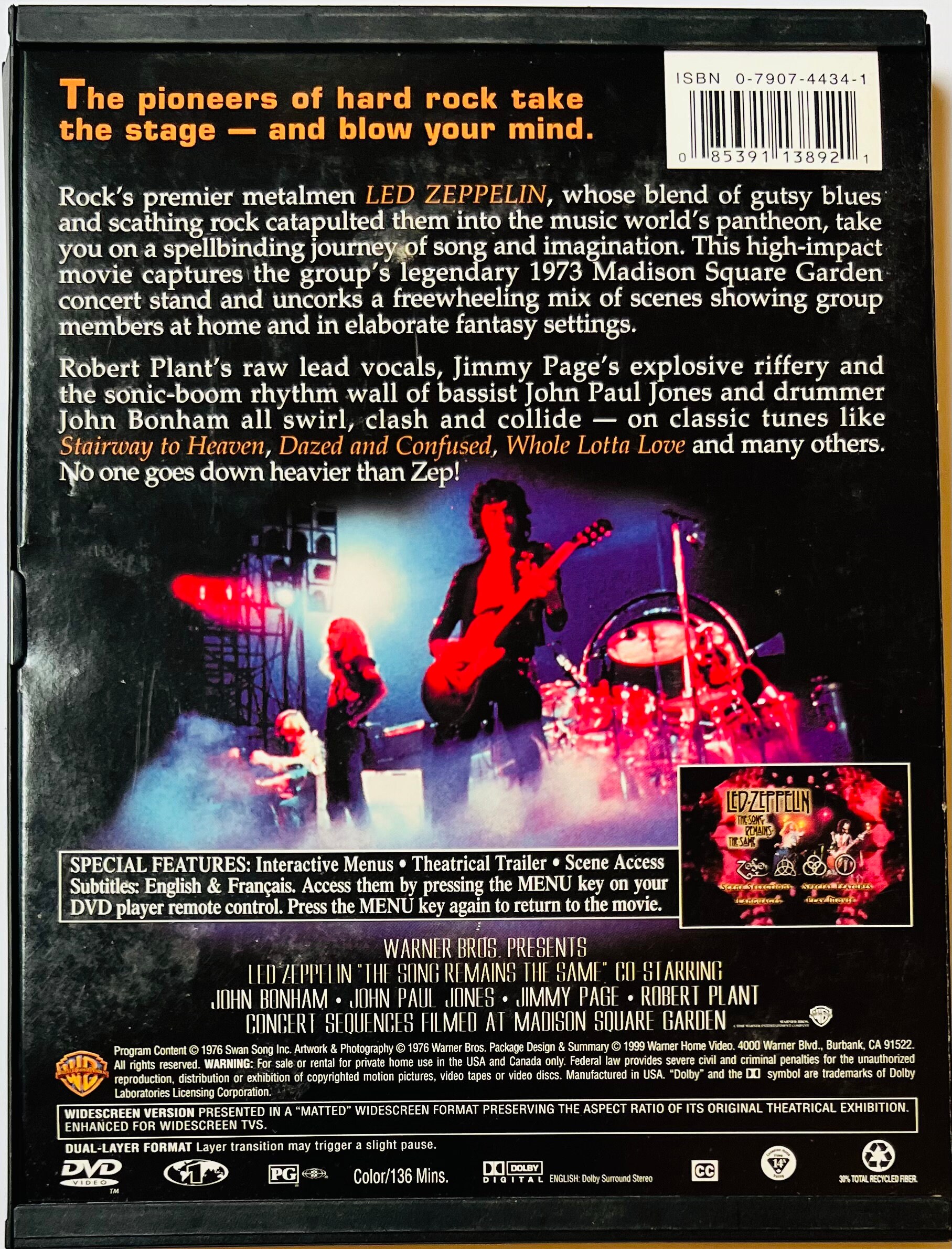 Led Zeppelin the Song Remains the Same (DVD) - Etsy