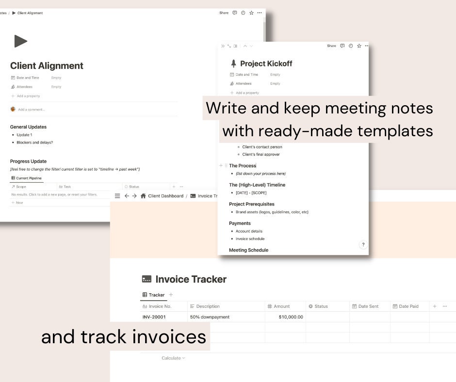 Notion Template Client Dashboard for Freelancers | Invoice Tracker ...
