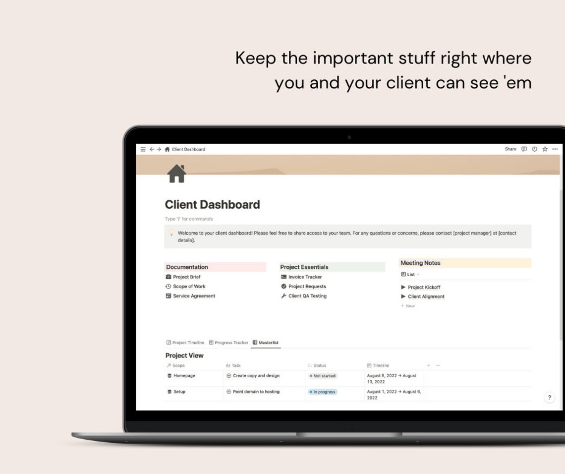 Notion Template Client Dashboard for Freelancers | Invoice Tracker ...