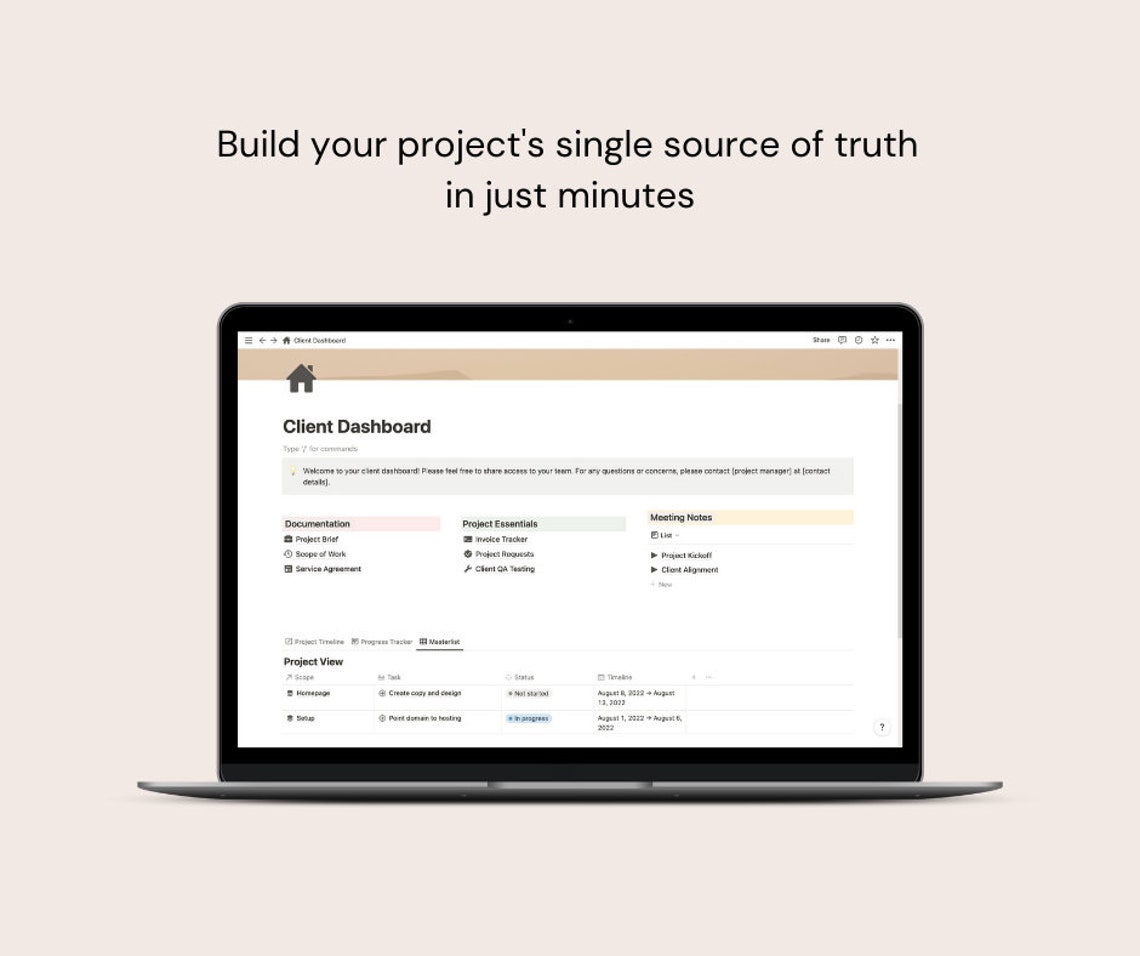 Notion Template Client Dashboard for Freelancers | Invoice Tracker ...