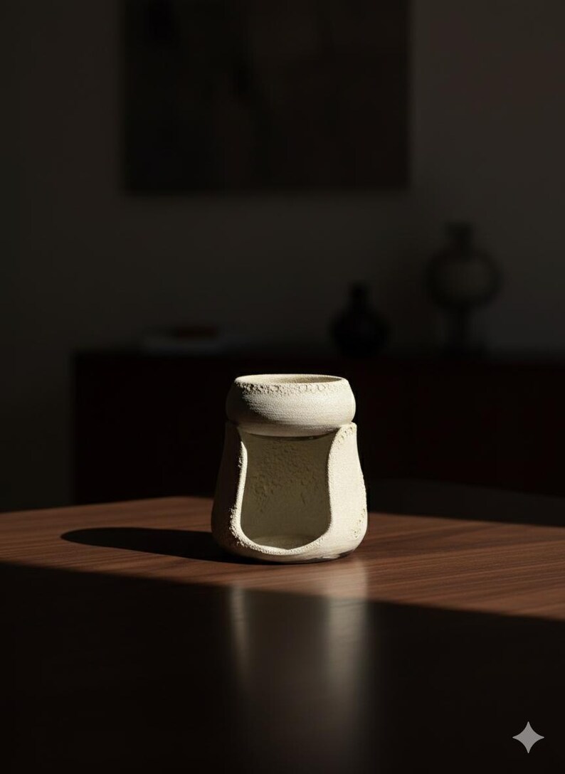 Handgemachter Keramikölbrenner – Steinzeugwachsbrenner für ätherische Öle – Minimale Aromatherapie Bild 6