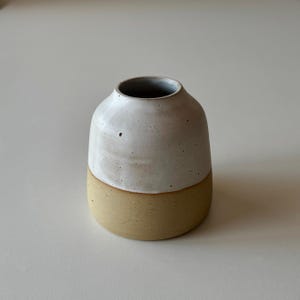 Handmade Ceramic Vase – Cream Clay & Half Matte White Glaze – Minimalist Stoneware Home Decor, Perfect Gift For Ceramic Lovers