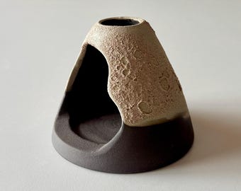 Backflow Incense Burner Ceramic – Moon Texture Oil Burner, Handmade Stoneware Incense Holder, Minimal Home Decor, gift idea