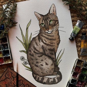 individuelle Ganzkörper Haustier Porträt Hund Katze Vogel Illustration auf A4 perfektes Geschenk im neotraditional Tattoo Stil