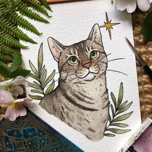 custom painting of pet, pet water color painting, commission dog portrait, cat face painting, bunny watercolor painting pet illustration A5