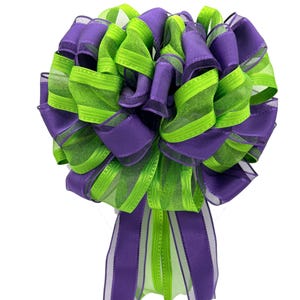 Purple and Green Bow, Halloween Wreath Bow, Purple, Green Ribbon, Halloween Wreath Accent