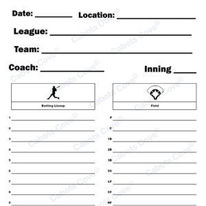 PRINTABLE Baseball Batting Order Lineup Card