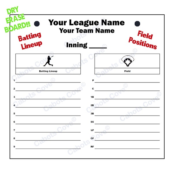 Softball Baseball Lineup Board Etsy