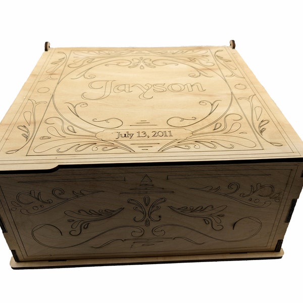 Handmade Vintage Wooden Box with Lid, Natural Hinge