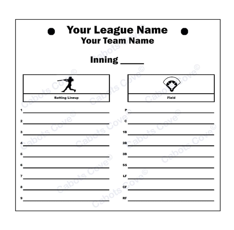 Baseball Softball Batting Order Whiteboard, Dry Erase Board, Lineup
