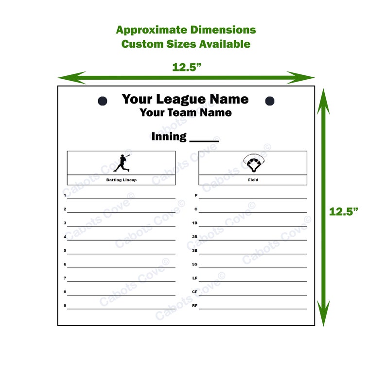 Baseball Softball Batting Order Whiteboard, Dry Erase Board, Lineup