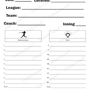 PRINTABLE Softball Batting Order Lineup Card