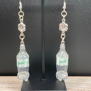 Mini Lemon Lime Soda Bottle Earrings: Hypoallergenic Quirky Jewelry