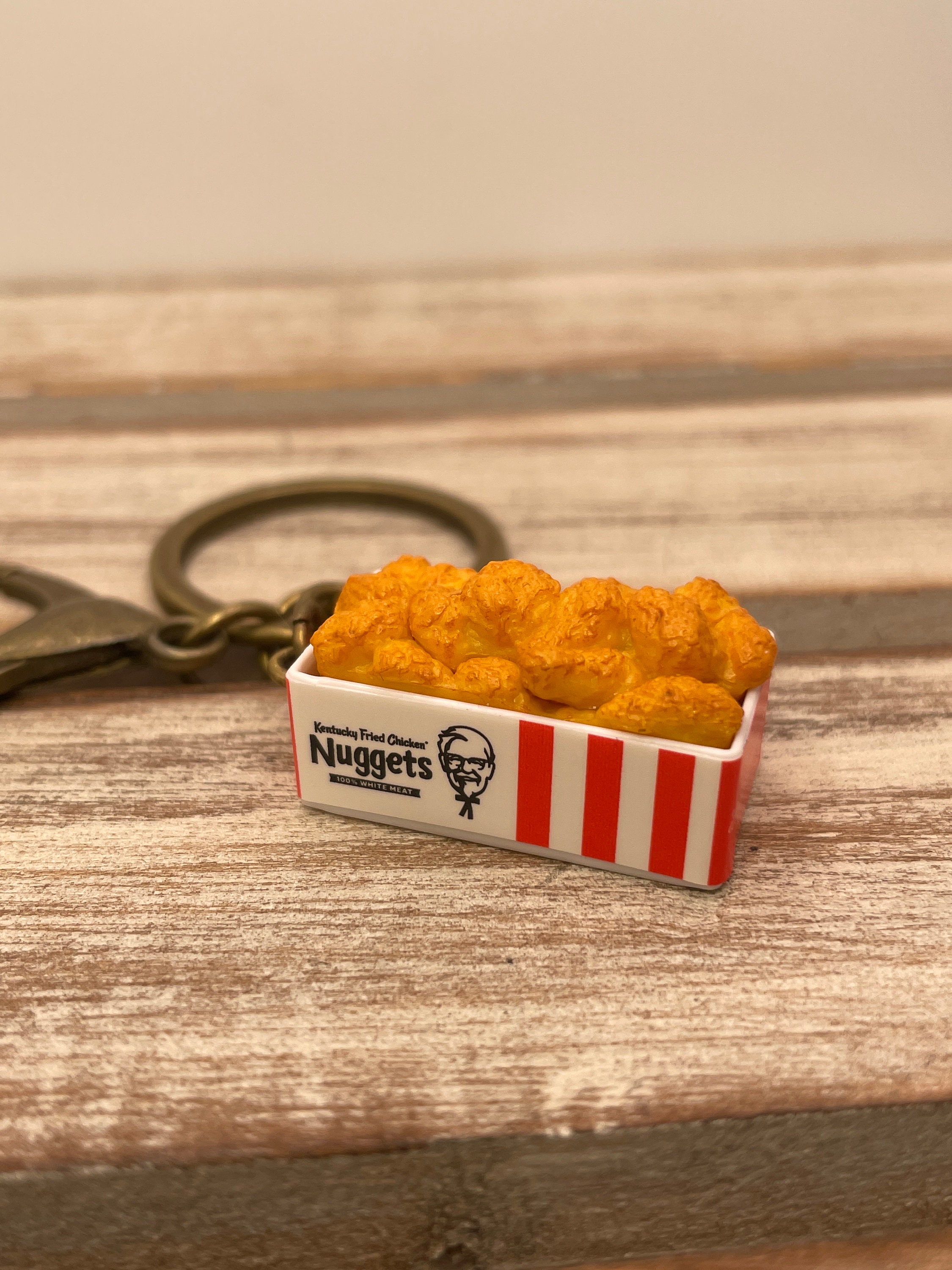 Nugget Key Chain Mini Chicken Nugget Keychain: Antique Brass Hardware, Gag Gift - Etsy