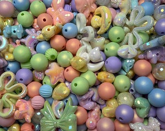 Pastel Bead Mix: DIY Craft Supplies, Charms, Luminous Beads