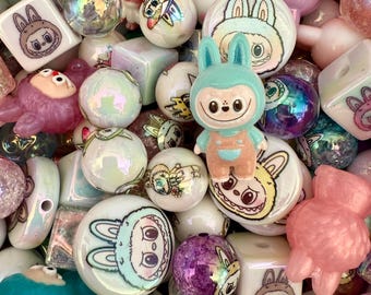 Kawaii Character Bead Mix: Pastel Acrylic & Resin Beads (16mm-20mm)