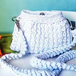 Crochet purse for girl and woman. White crochet crossbody bag for girls and women. image 1